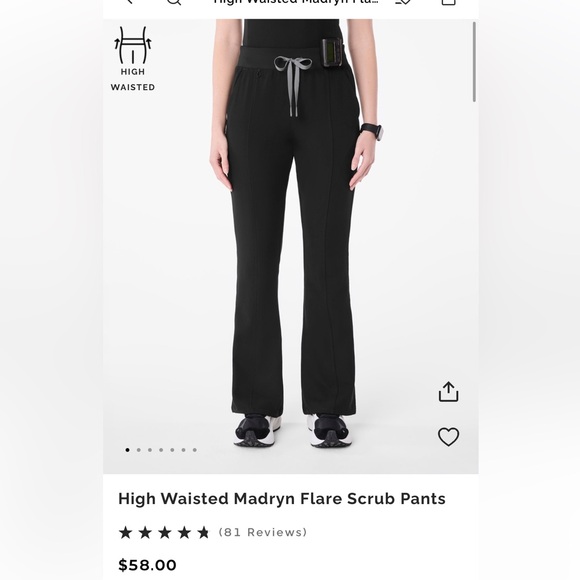 🩵Figs High Waisted Madryn Flare Scrub Pants in Navy - Picture 4 of 5